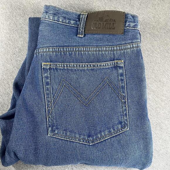 Old Mill Men's Insulated Fleece lined Blue Denim Casual Pants Size 38x32 M Jeans - Picture 1 of 6